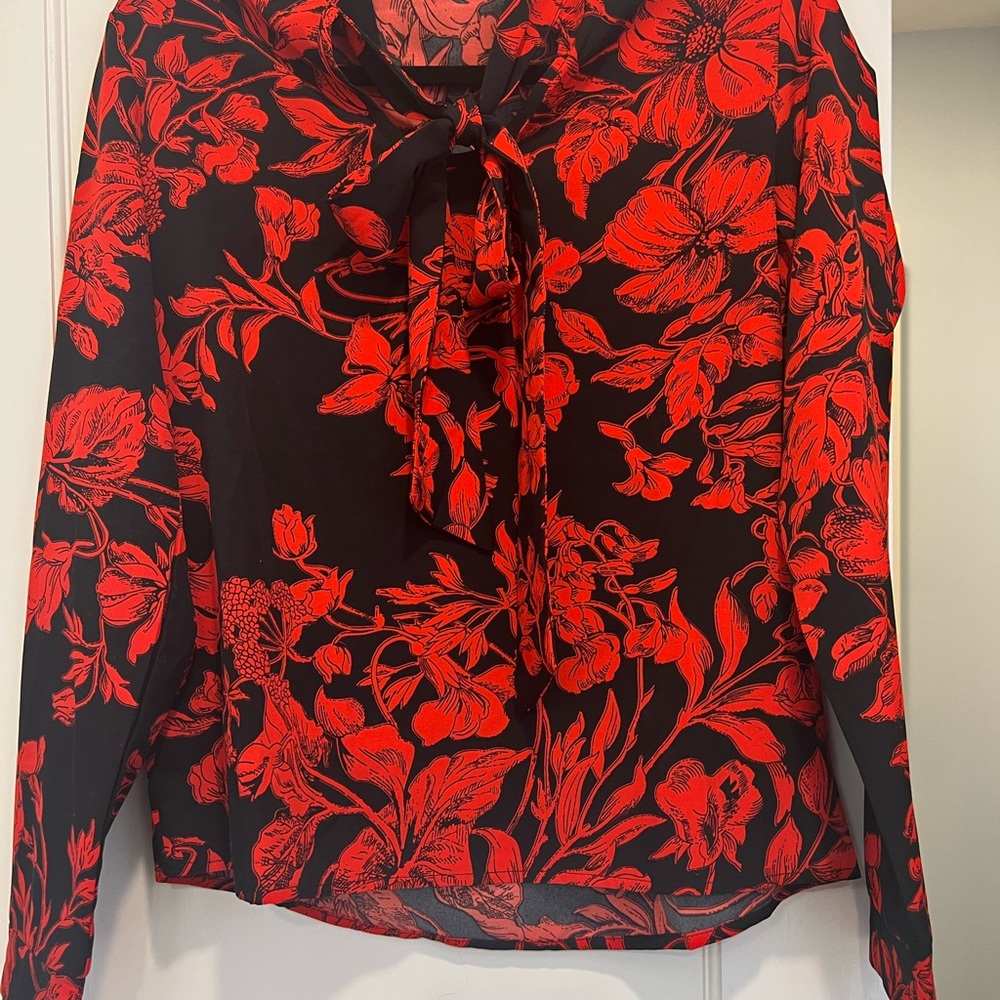 Floral Red and Black Women's Top